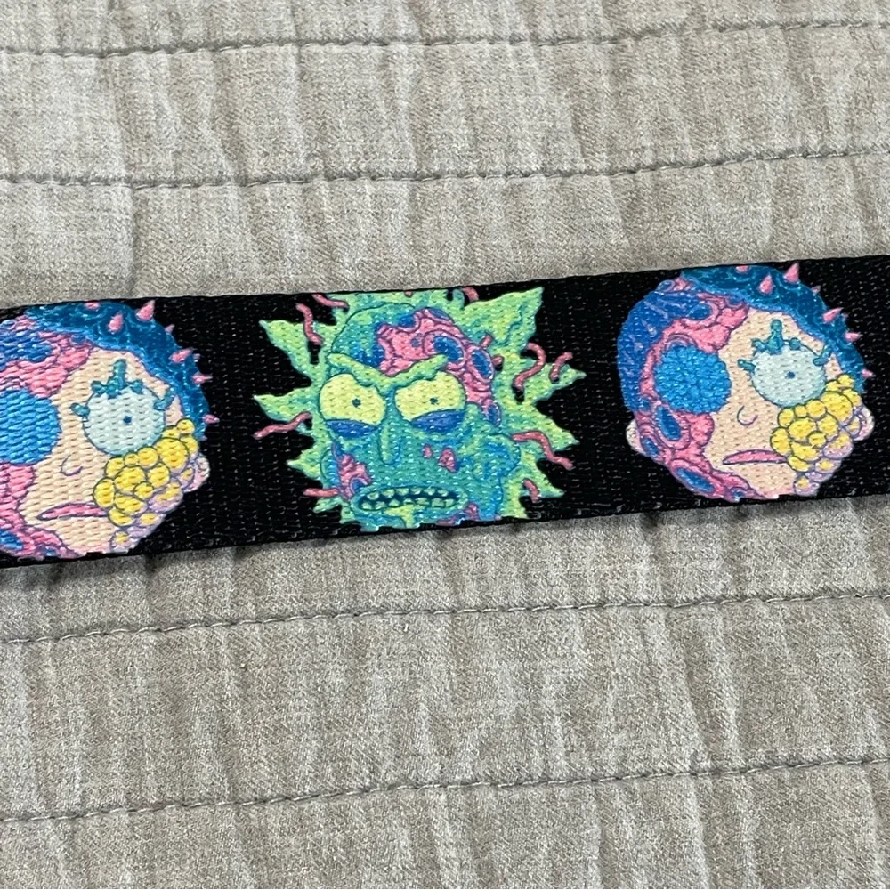 RICK AND MORTY Cell Faces Cinch Belt by Buckle Down Bottle Opener Black Web Men
